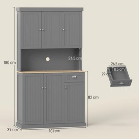 HOMCOM Dulap de Bucătărie cu Spațiu de Depozitare, 71" Alb | Aosom Romania
