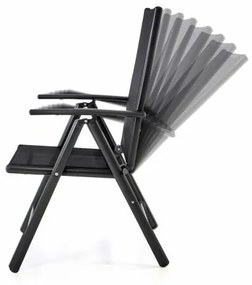 Scaun de grădină  reglabil + scaun sub picioare - negru