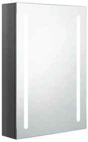 326498 vidaXL Dulap de baie cu oglindă și LED, gri strălucitor, 50x13x70 cm