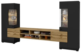 Mobilier living Cobie Typ 10 (Negru + Stejar wotan). 1108342