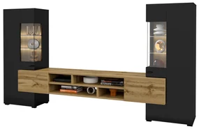 Mobilier living Cobie Typ 10 (Negru + Stejar wotan). 1108342