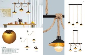 Lustra cu 4 pendule design industrial DIANA negru