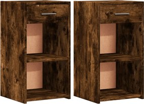 vidaXL Noptiere, 2 buc., stejar fumuriu, 35x34x65 cm, lemn prelucrat