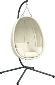 vidaXL Scaun suspendat tip ou, cu suport, bej, țesătură și oțel