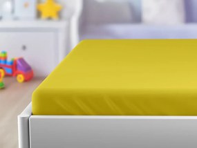 Cearsaf Jersey cu elastic pentru patut copii 70x140 cm galben