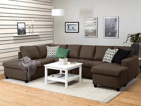 Colțar Scandinavian Choice C174Maro, Negru, 300x195x92cm, 130 kg, Picioare: Plastic