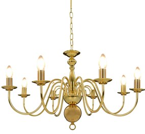 vidaXL Candelabru, auriu, 8 becuri E14