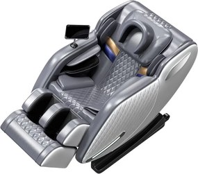 RESIGILAT- Fotoliu masaj IULIUS, Incalzire, Bluetooth, Display LCD, Ecran tactil color, Zero Gravity, 2 Boxe, Moduri Automate, Reglarea intensității masajului, Piele PU Premium, Gri