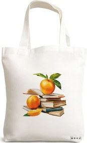 Sacosa de Panza pentru Cumparaturi, Geanta Tote, model Books 6 38 x 34.5 cm, Alba, BEKZ®