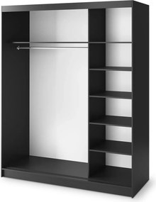 Dulap lemn masiv glisant Esville III - Czarny Mat / Dąb Artisan (WAR-III-ESV-BM-180)