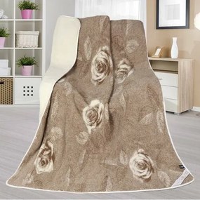 Pătură din lână merinos european DUO Trandafir, 155 x 200 cm