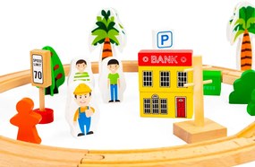 Set de trenuri din lemn 74 buc