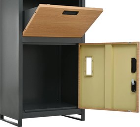 Cutie pentru colete și scrisori cu jardinieră integrată, 50x37x118,5 cm, Gri+Culoare naturală