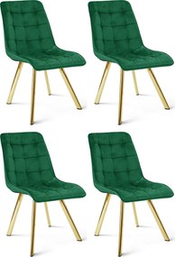 Scaun de dining CIEZA VELVET cu picioare aurii, verde