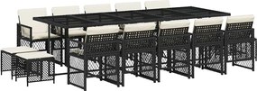 vidaXL Set mobilier de grădină cu perne, 15 piese, negru, poliratan