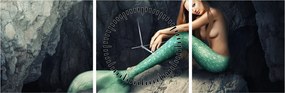 Tablou - Sirena pe stâncă (cu ceas) (90x30 cm)