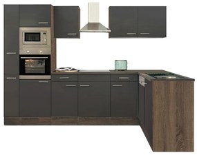 Mobilă de bucătărie de colț Yorki 310, corp din stejar Yorki, cu față antracit satinat