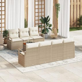 vidaXL Set de canapele pentru grădină cu pernă 8 pcs Bej Rattan poli