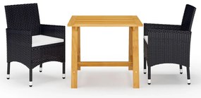 vidaXL Set de masă pentru grădină, 3 piese, negru