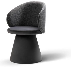 Fotoliu gri închis cu tapițerie din catifea Inez – Micadoni