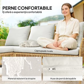 Outsunny Set de Mobilier de Grădină, Set de Grădină 3 Piese, Crem Natural | Aosom Romania