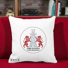Perna Personalizata CSM Cetatea Turnu Magurele Fotbal, 40x40 cm, Alba Mata, Husa Detasabila, Perna Inclusa, BEKZ®