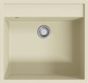 vidaXL Chiuvetă de bucătărie cu orificiu de preaplin, bej, granit