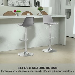 Homcom Set 2 Scaune Bar – Reglabile, Cu Spatar si Pivotante | Aosom Romania