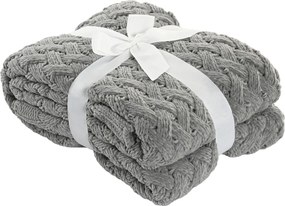 Pled țesut din microfibră, gri deschis, pentru canapea, 170 x 130 cm, „Vendresse”
