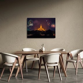 Tablou pe sticlă cu artificii în Asia (70x50 cm)