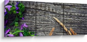 Tablou - flori de câmp (cu ceas) (90x30 cm)