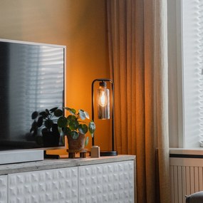 Lampă de masă modernă neagră cu sticlă fumurie - Stavelot