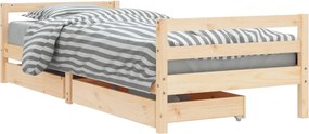vidaXL Cadru de pat pentru copii cu sertare, 90x190 cm, lemn masiv pin