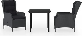 vidaXL Set de mobilier pentru grădină, 3 piese, gri închis
