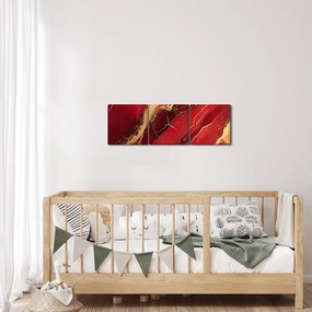 Tablou - Marmură roșu-auriu (cu ceas) (90x30 cm)