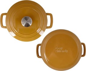 Oală fontă emailată cu capac 24 cm 4,6 L Auriu Fontestic Cosy &amp; Trendy 9526324