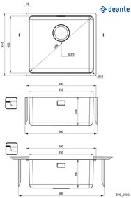 Chiuvetă din inox, 1-cuvă, Egeria, ZPE_010D