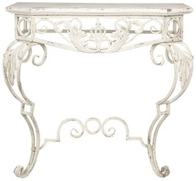 Consola metalica, cu blat din lemn, aspect vintage, Liserelle