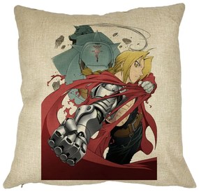 Perna Decorativa cu Full Metal Alchemist Edward Elric, 40x40 cm, Husa Detasabila, Burduf