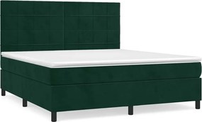 vidaXL Pat box spring cu saltea, verde închis, 160x200 cm, catifea