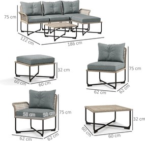 Outsunny Set de Mobilier de Terasa din 5 Piese cu Canapea | Aosom Romania