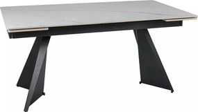 Masa extensibila LACONI, alb cu efect de marmura, ceramica/metal, 160/
