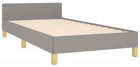 Cadru de pat cu tablie, gri deschis, 100x200 cm, textil Gri deschis, 100 x 200 cm, Benzi verticale