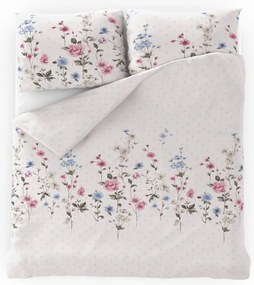 Lenjerie de pat din bumbac Kvalitex Delux Pajiște roz, 240 x 200 cm, 2 buc. 70 x 90 cm