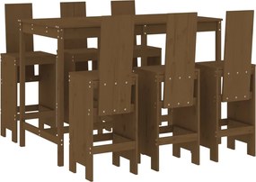 vidaXL Set bar de grădină, 7 piese, maro miere, lemn masiv de pin