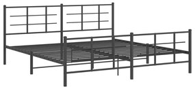 355586 vidaXL Cadru pat metalic cu tăblii de cap/picioare, negru, 200x200 cm