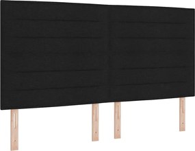 vidaXL Pat cu arcuri cu saltea cu led Negru 180 x 200 cm țesătură