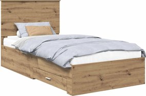 vidaXL Cadru de pat Stejar Artizanal 100 x 200 cm Lemn compozit
