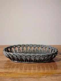 Cos oval gri din ceramica Josette