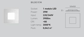 Plafoniera LED moderna BILDE 52x52cm, alb, negru sau auriu